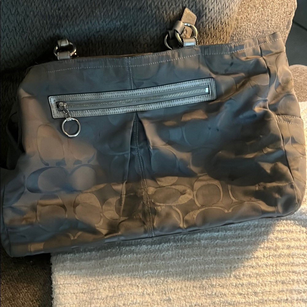 Vintage Coach Tote Bag with Silver Accents